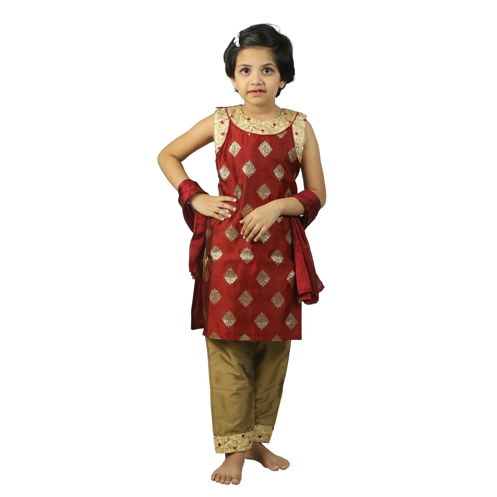 Maroon cotton kameez